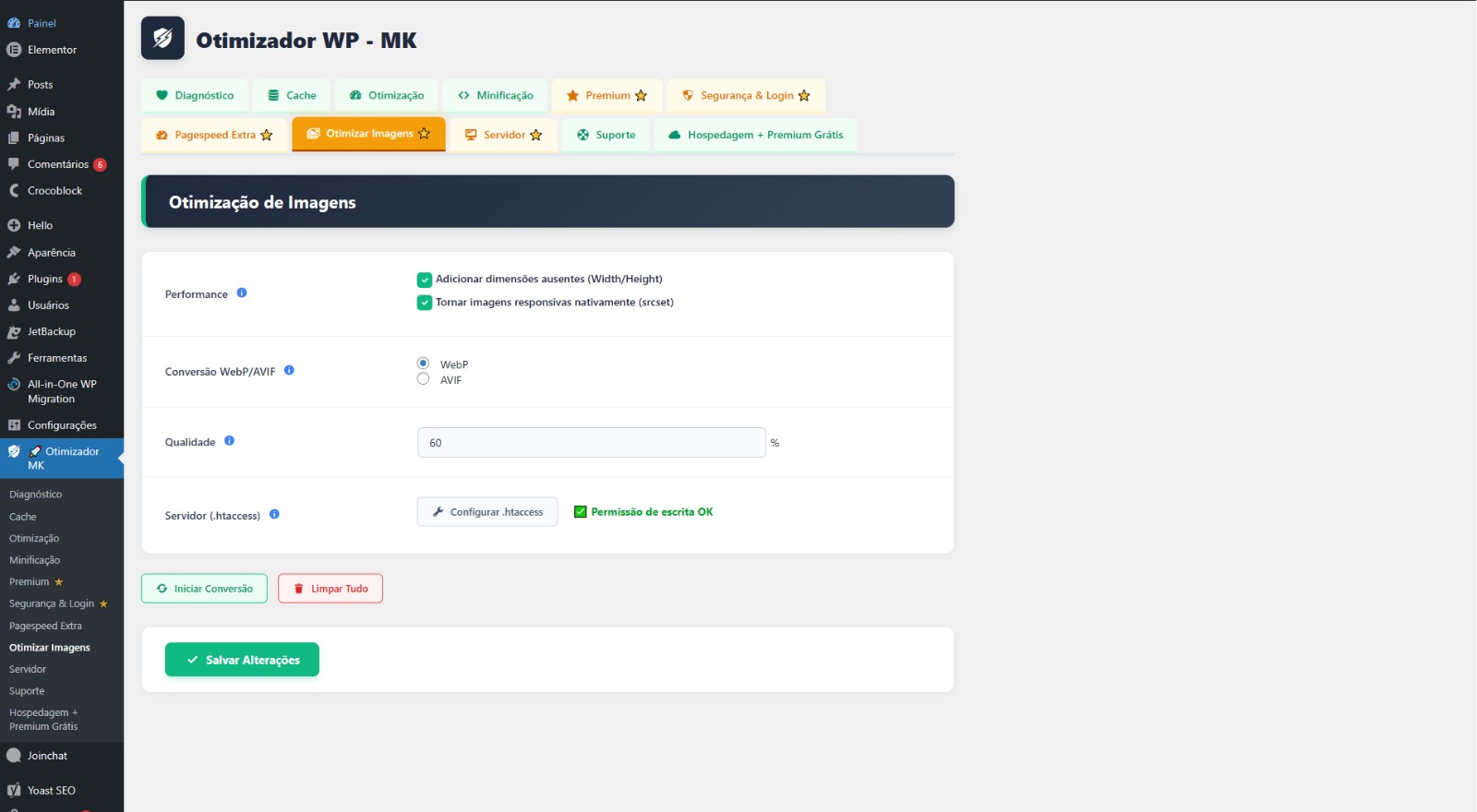 Aba Imagens do plugin