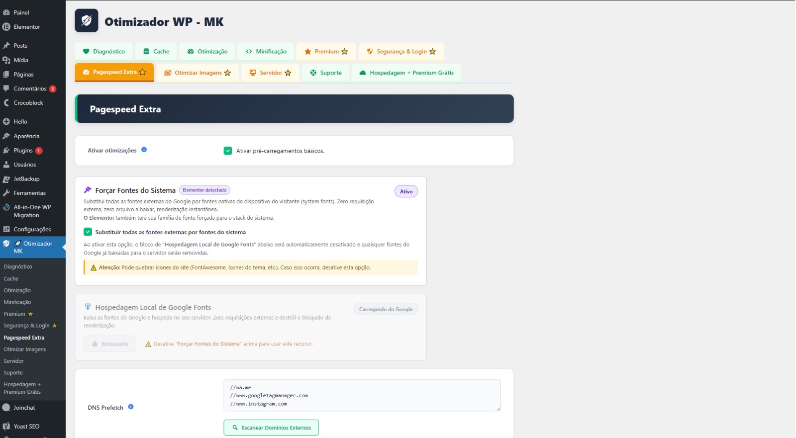 Aba PageSpeed Extra do plugin